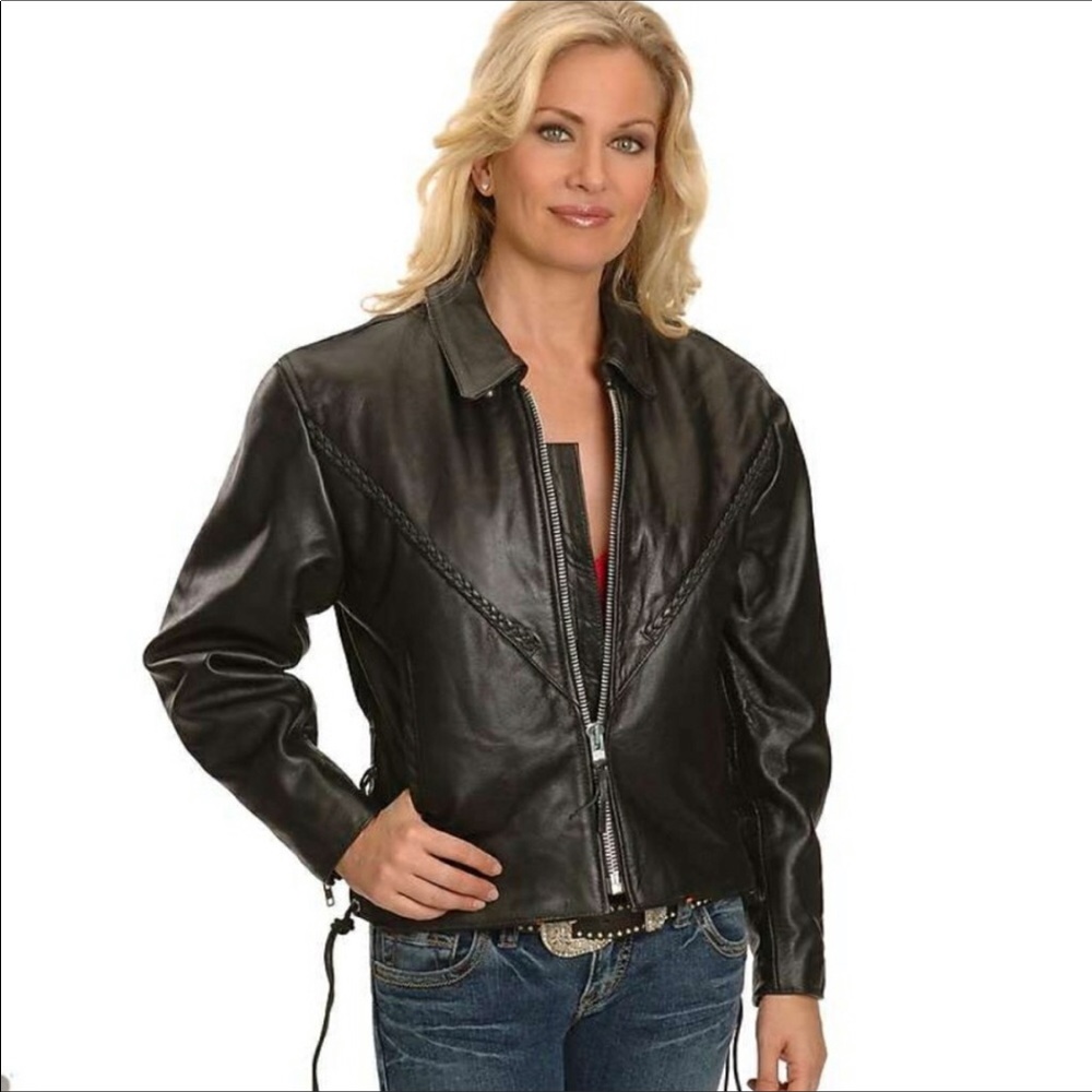 Interstate Womans Xena Braided Leather Jacket Sz S